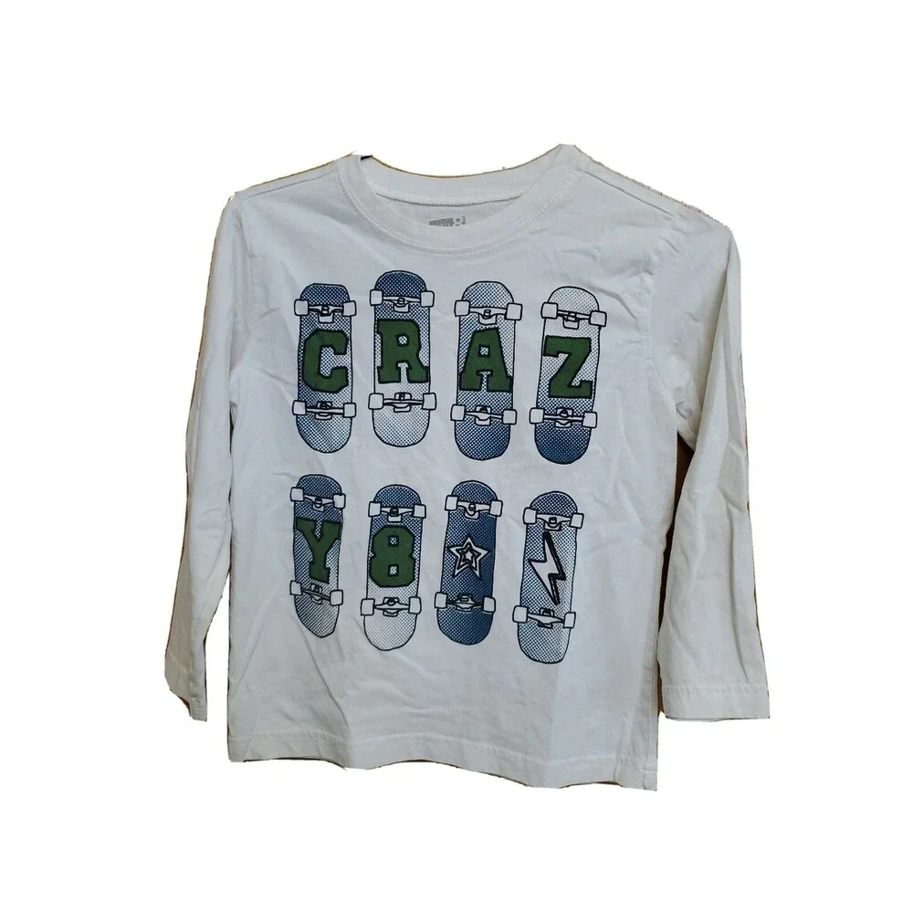 Boy's Crazy 8 white long sleeve t shirt s 5-6